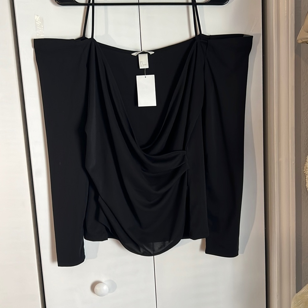 Black off shoulder top, H&M, size large
